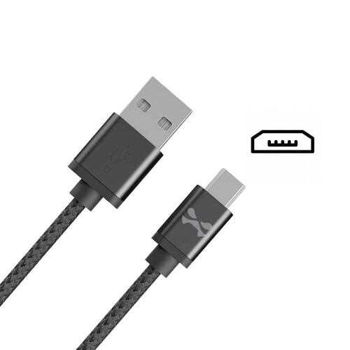 Cable Datos GHOSTEK USB-A a Micro USB reforzado 1.8m Universal Negro 