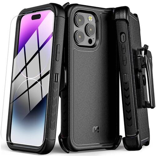 Funda MYBAT Maverick clip para iPhone 14 PRO - Negra con mica 