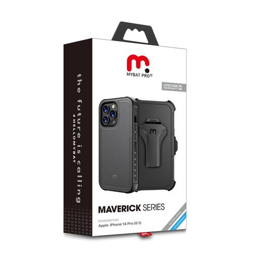 Funda MYBAT Maverick clip para iPhone 14 PRO - Negra con mica 