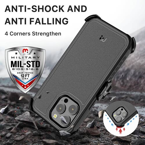 Funda MYBAT Maverick clip para iPhone 14 PRO - Negra con mica 