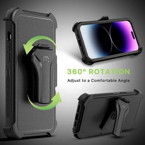 Funda MYBAT Maverick clip para iPhone 14 PRO - Negra con mica 