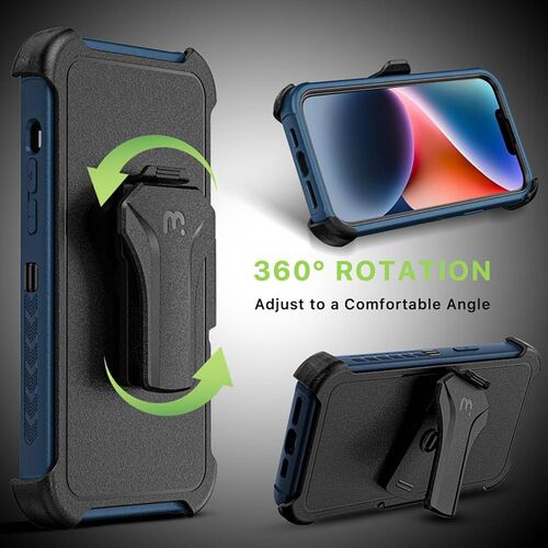 Funda MYBAT Maverick clip para iPhone 14 - Azul con mica 