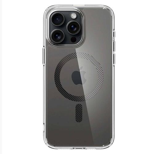 Funda SPIGEN Ultra Hybrid Mag para iPhone 15 PRO Transp Carbon .