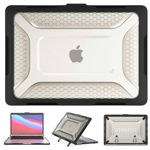 Funda TEKKU HC para MacBook Pro 13 M1 M2  uso rudo Negra A2338 A2238 A2289 A2251 A2159 A1989 A1706 A1708 .