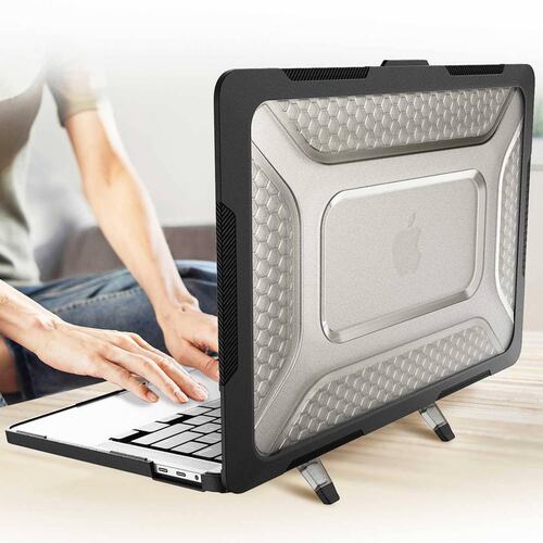 Funda TEKKU HC para MacBook Pro 13 M1 M2  uso rudo Negra A2338 A2238 A2289 A2251 A2159 A1989 A1706 A1708 .