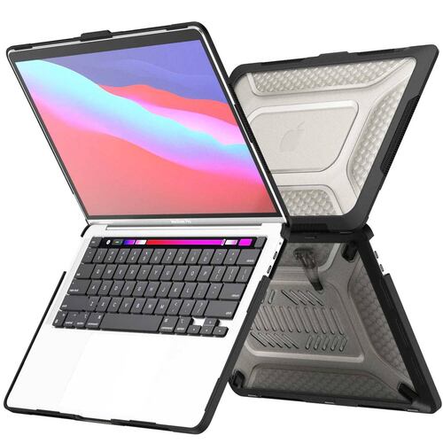 Funda TEKKU HC para MacBook Pro 13 M1 M2  uso rudo Negra A2338 A2238 A2289 A2251 A2159 A1989 A1706 A1708 .