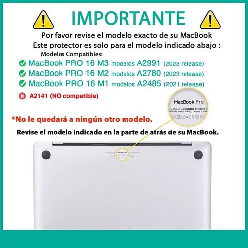 Funda TEKKU ST para MacBook PRO 16 Negra uso rudo A2485 A2780 A2991 M1 M2 M3 .