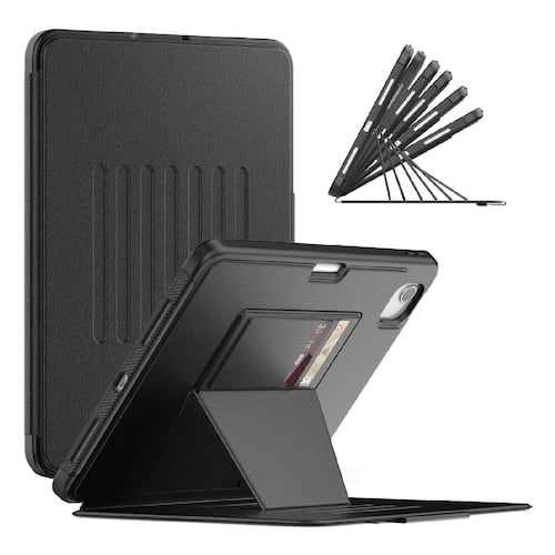 Funda TEKKU Flip SmartB para iPad Air 5 Air 4 Pro 11 Negra A2589 A2316 A2324 A2325 A2072 