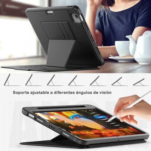 Funda TEKKU Flip SmartB para iPad Air 5 Air 4 Pro 11 Negra A2589 A2316 A2324 A2325 A2072 