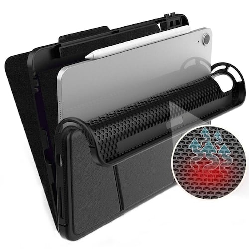 Funda TEKKU Flip SmartB para iPad Air 5 Air 4 Pro 11 Negra A2589 A2316 A2324 A2325 A2072 