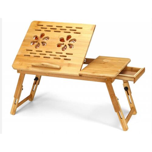 Mesa Soporte p/ Laptop Bambu c/ 2 Ventiladores Cama .
