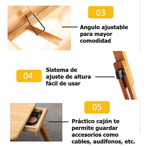 Mesa Soporte p/ Laptop Bambu c/ 2 Ventiladores Cama .