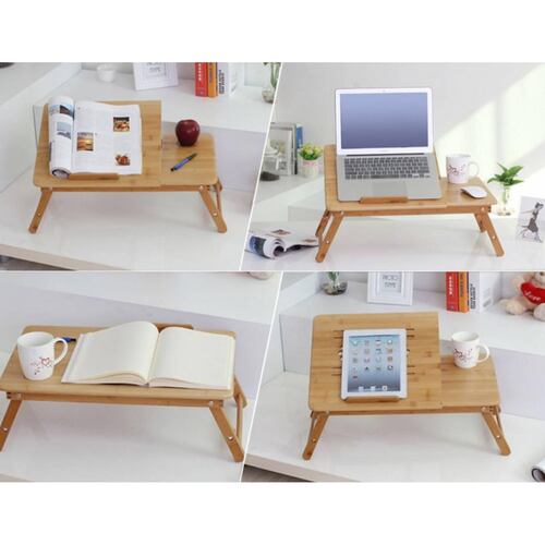 Mesa Soporte p/ Laptop Bambu c/ 2 Ventiladores Cama .