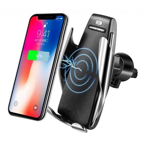 Soporte Cargador Inalambrico Para Auto Sensor Automatico 4 Plateado