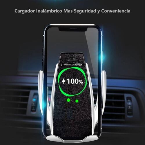 Soporte Cargador Inalambrico Para Auto Sensor Automatico 4 Plateado