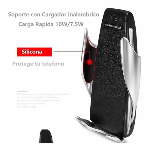 Soporte Cargador Inalambrico Para Auto Sensor Automatico 4 Plateado