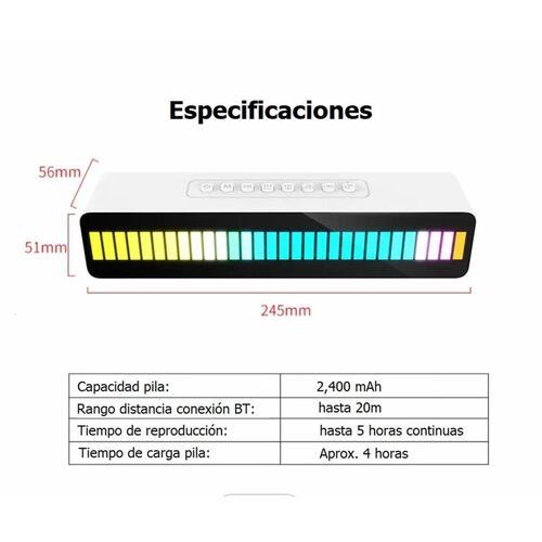 Bocina Barra Sonido BT Audioritmico c/ Luz RGB Blanco.