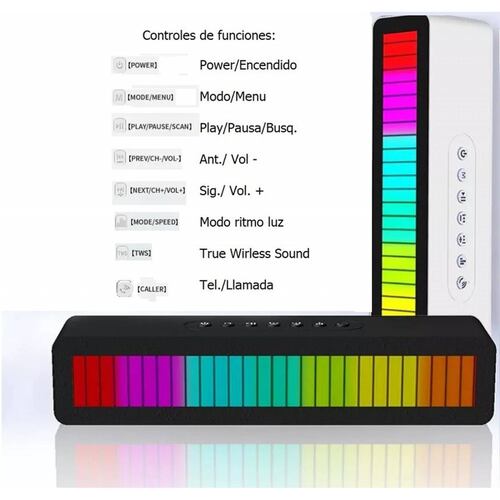 Bocina Barra Sonido BT Audioritmico c/ Luz RGB Blanco.
