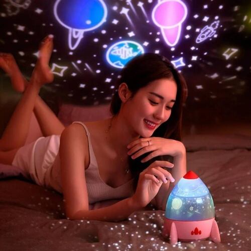 Lámpara Luz De Noche Led Infantil Proyector Estrellas Música 