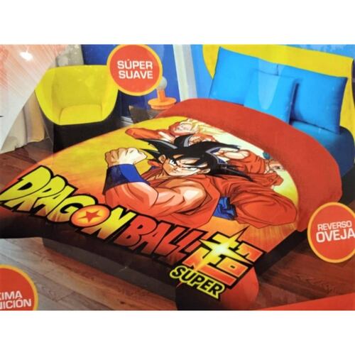 Edredón Matrimonial Dragón Ball Reverso Borrega (1.8x2.2m) .