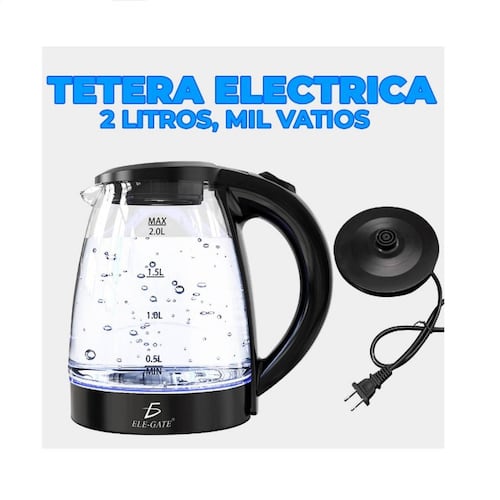Tetera electrica de Vidrio de boro 2 Litros .