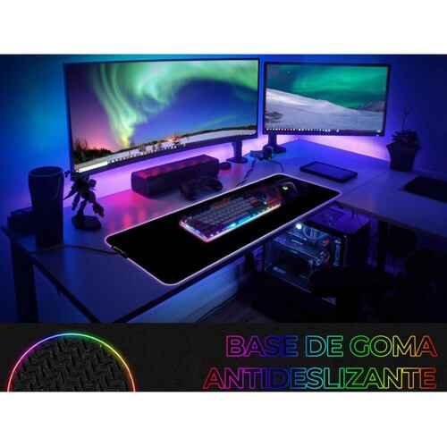 Mousepad XL 80x30cm LUZ RGB Intercambiable Diseño Mapa Mundo .