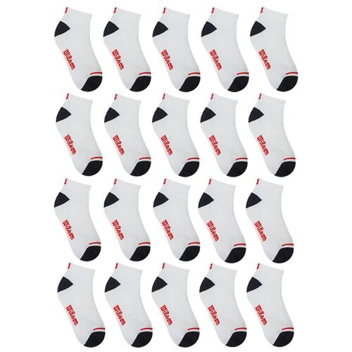 PAQUETE CALCETINES TIN NIÑO WILSON SIN FELPA 20 PARES BLANCO PT GRANDE(21.5cm-23cm)