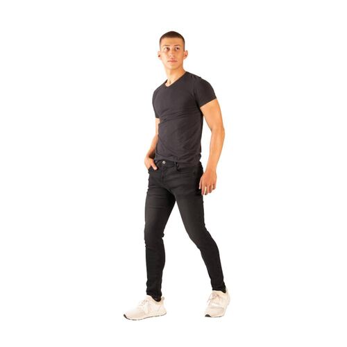Pantalon Super Skinny Hombre Color Negro Mezclilla Confort 7468 
