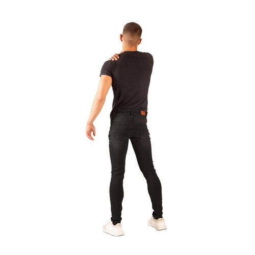 Pantalon Super Skinny Hombre Color Negro Mezclilla Confort 7468 