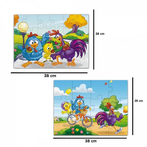 Rompecabezas 2 en 1 Gallina Pintadita Deporte 12 y 24 Piezas .