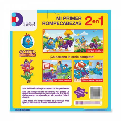 Rompecabezas 2 en 1 Gallina Pintadita Deporte 12 y 24 Piezas .