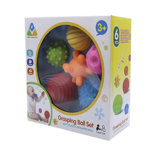 Set de 6 piezas de pelotas de plástico suaves con texturas son uno de los mejores juguetes para bebe .