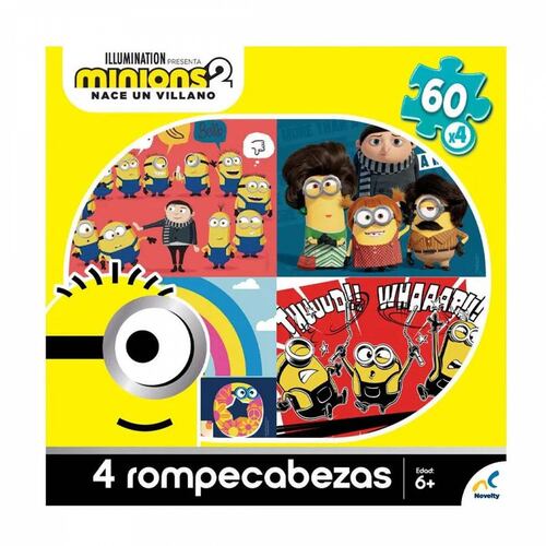Rompecabezas 4 en 1 Minions 2 - 60 Piezas c/u Infantil .