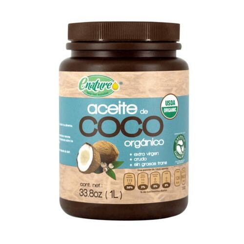 Aceite De Coco Orgánico Extra Virge 1 Lt Enature Crudo