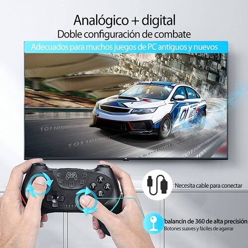 Control Brandtrendy Pro para Nintendo Switch PC Joystick Remoto Bluetooth Azul Rojo.