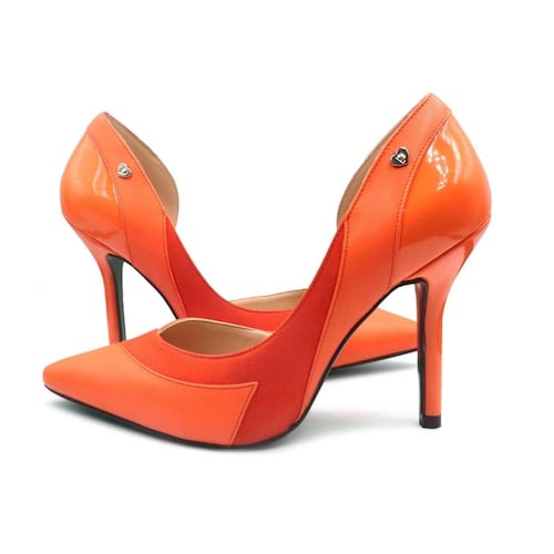 Zapatilla Stiletto Naranja Combinación Piel/Charol PIKIKI 