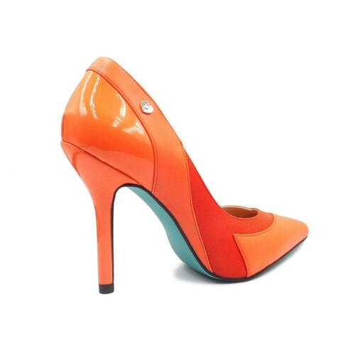 Zapatilla Stiletto Naranja Combinación Piel/Charol PIKIKI 