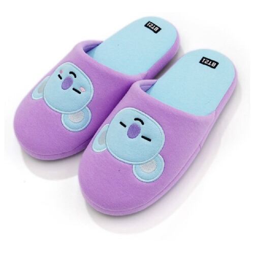 Pantuflas de Peluche BTS BT21 Koya Unitalla color morado y azul