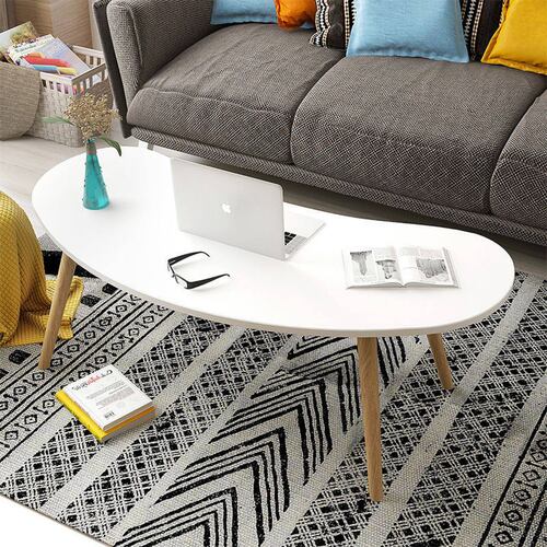 Mesa De Centro Moderna Minimalista Bossa Hilda Blanca Sala.