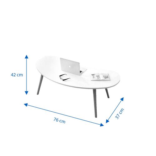 Mesa De Centro Moderna Minimalista Bossa Hilda Blanca Sala.