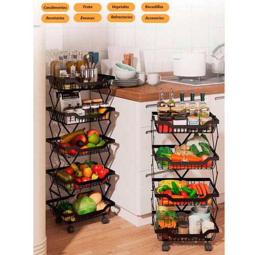 Organizador Plegable Frutero Alacena Cocina Despensa de 5 Niveles Gifu.
