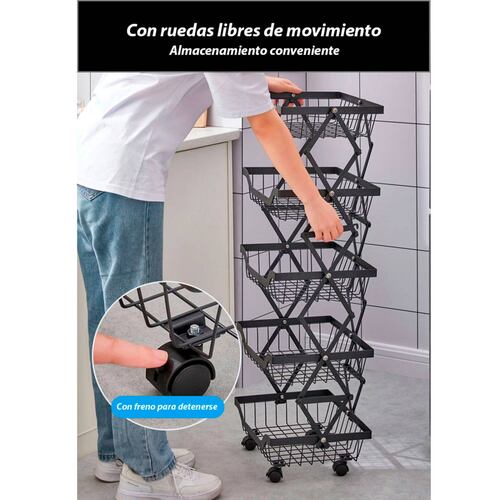Organizador Plegable Frutero Alacena Cocina Despensa de 5 Niveles Gifu.