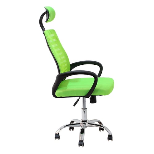 Silla de Oficina Ergonómica Ajustable con Reposacabezas y Giro 360º Dalian Verde.