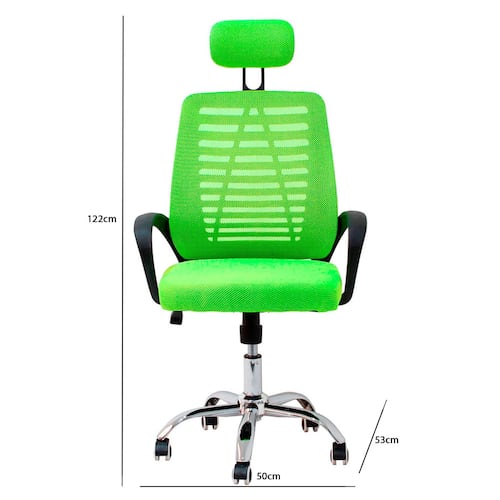 Silla de Oficina Ergonómica Ajustable con Reposacabezas y Giro 360º Dalian Verde.