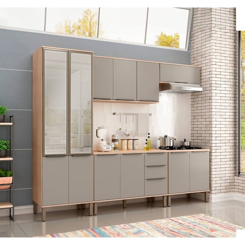 Cocina Modular Bossa Verace 5 Piezas Color Habana/Gris.
