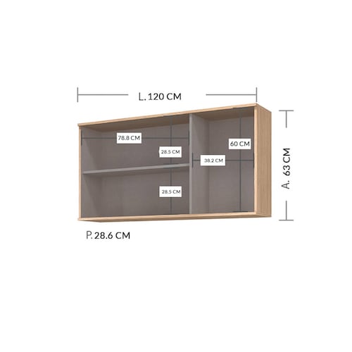 Cocina Modular Bossa Verace 5 Piezas Color Habana/Gris.