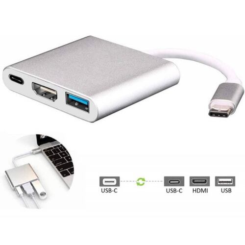 3 En 1 Usb Hub Adaptador Pd 3.0 Tipo C Hdmi 4k Para Mac iPad