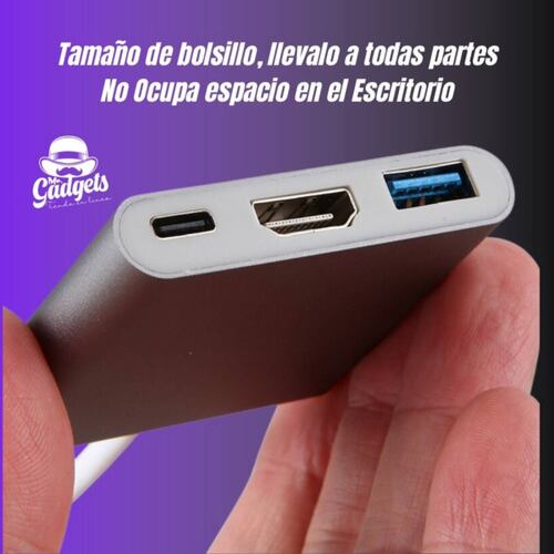 3 En 1 Usb Hub Adaptador Pd 3.0 Tipo C Hdmi 4k Para Mac iPad