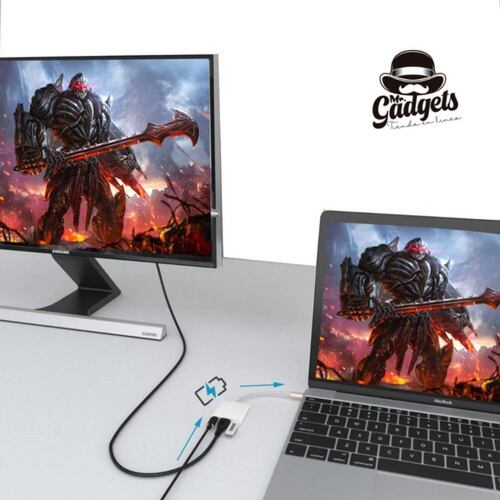 3 En 1 Usb Hub Adaptador Pd 3.0 Tipo C Hdmi 4k Para Mac iPad