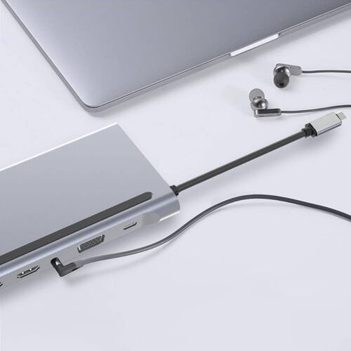 12 En 1 Usb Hub Adaptador 3.0 Tipo C Rj45 2x Hdmi Para Mac